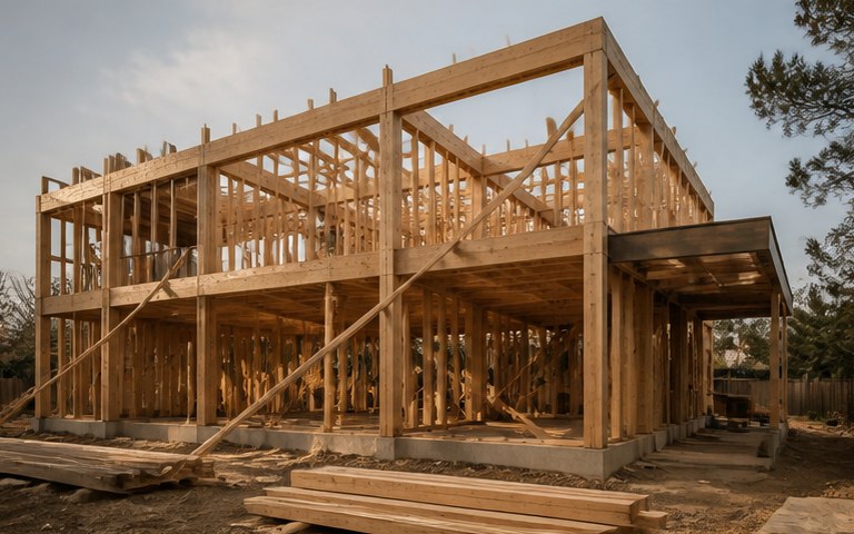 Timber frame on a site visit