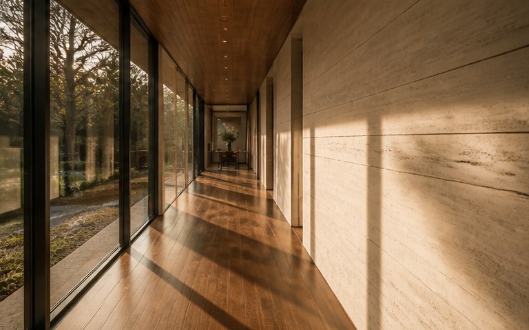 Low sun across an interior