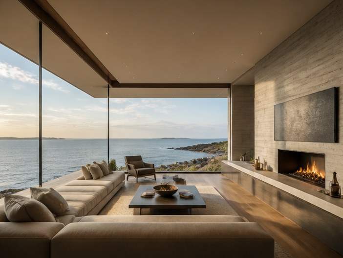 Living room facing the water