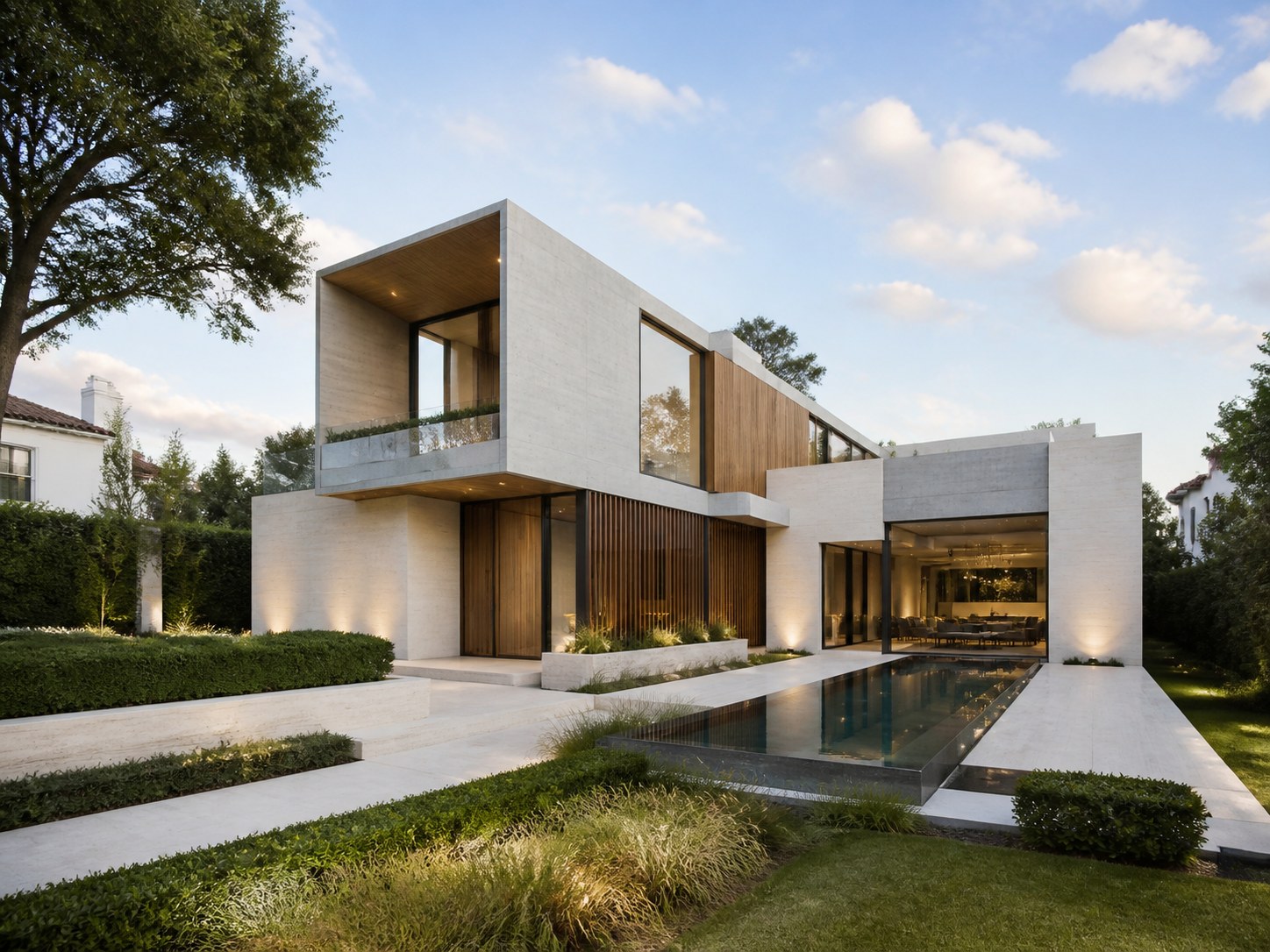 The Alder Pavilion in a forest clearing under overcast light