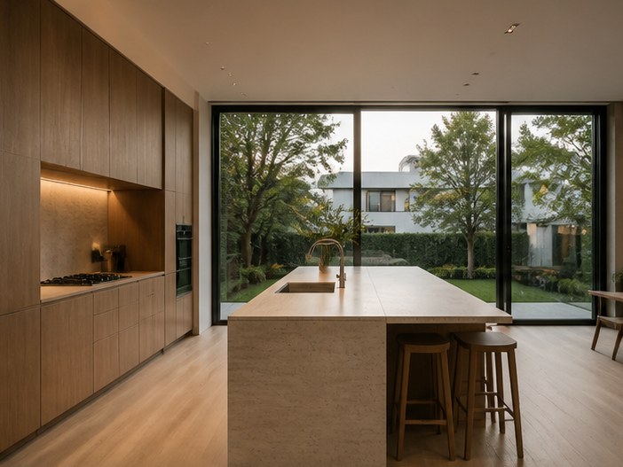 Kitchen and long table